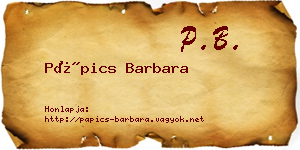 Pápics Barbara névjegykártya
